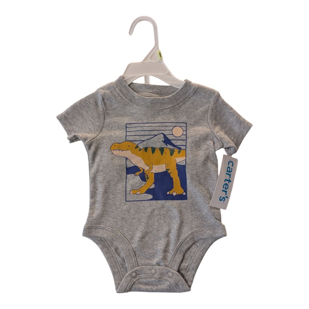 BBC-1 Carter's Baby Boy Dinosaur‎ Bodysuit Size 3m - Gray (Missing Pants)